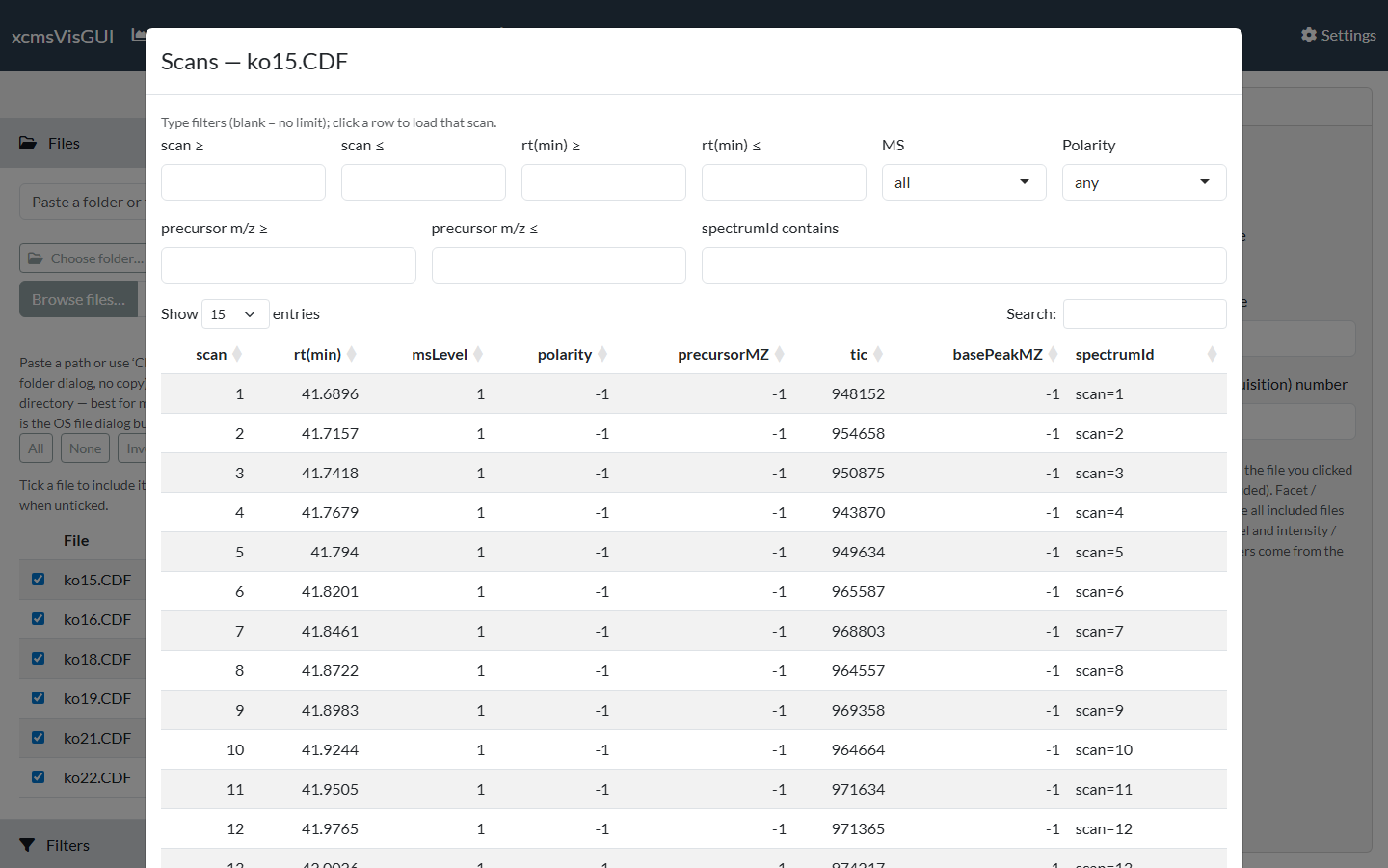 Scan-list browser
